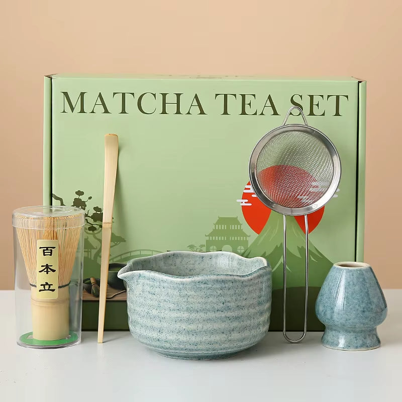 Matcha Whisk Set, 8Pcs Floral Ceramic Matcha Set Matcha Thoughtful Matcha Whisk Gift for Matcha Lover
