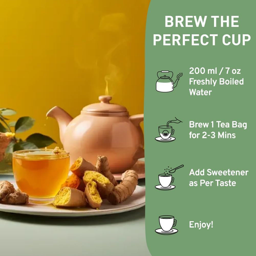 HANDPICK, Turmeric Ginger Tea Bags (100 Herbal Tea Bags) Caffeine Free, Gluten F