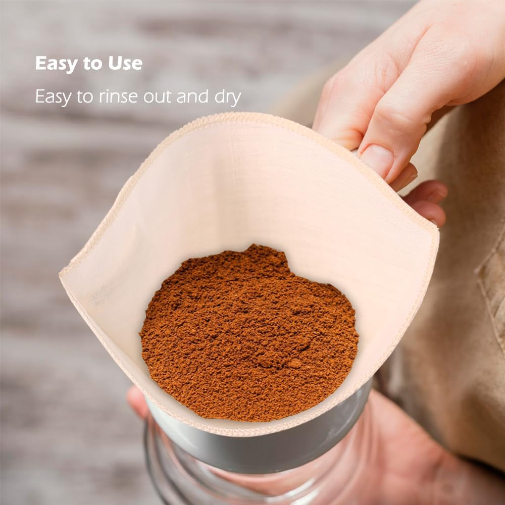 3 Pack Reusable Fabric Coffee Filters Size 2, Pro Quality Organic Cotton Coffee