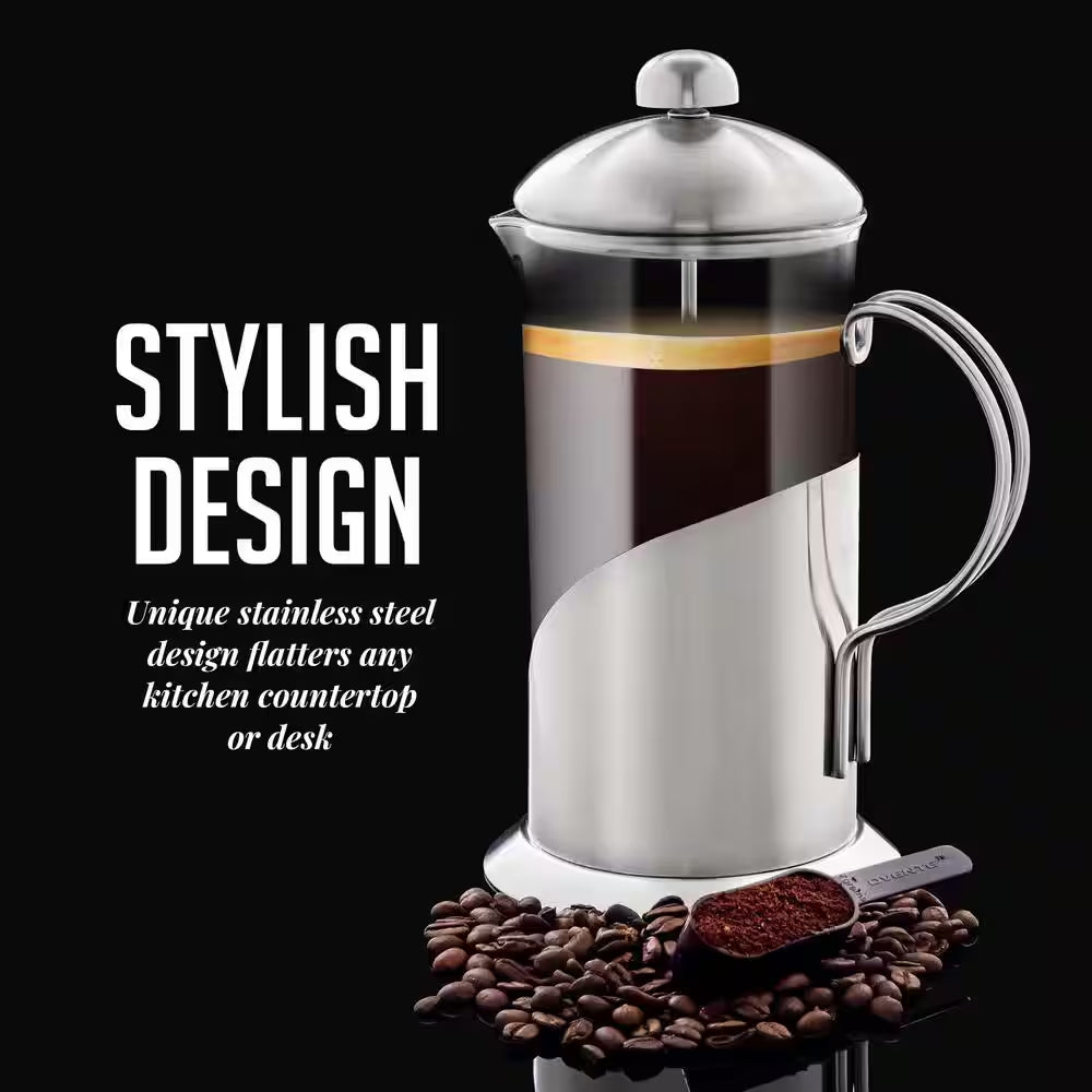 2.5-Cup Glass French Press Coffee and Tea Maker with Heat-Resistant Handles