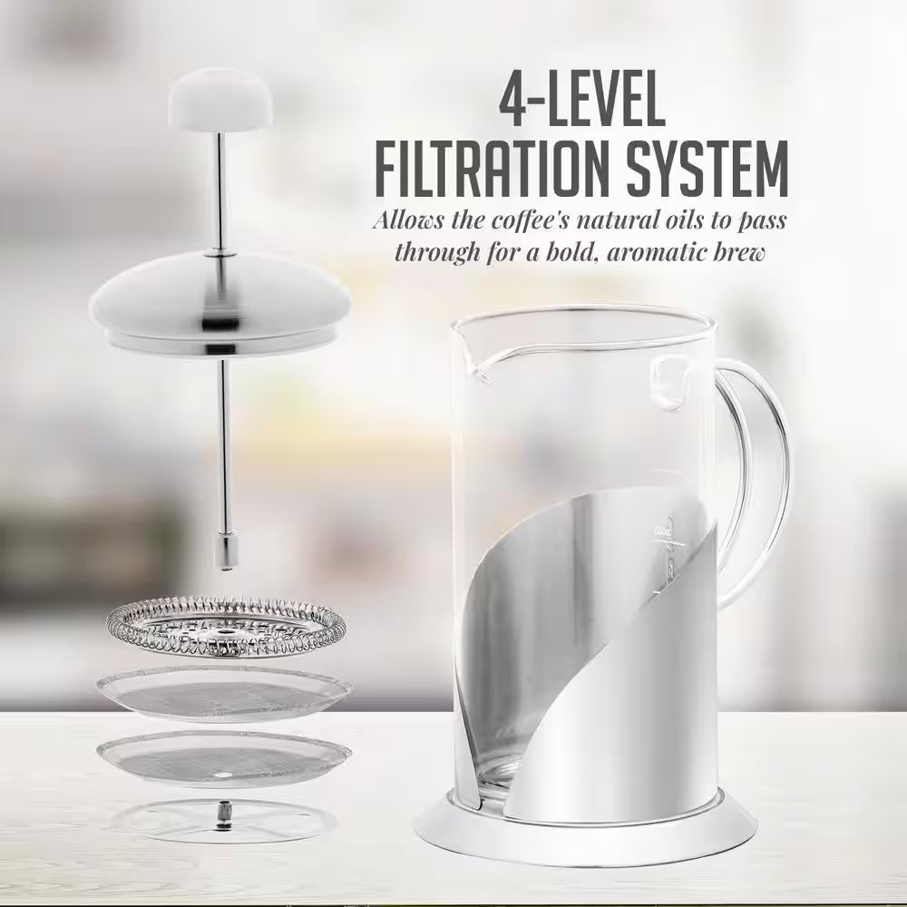 2.5-Cup Glass French Press Coffee and Tea Maker with Heat-Resistant Handles