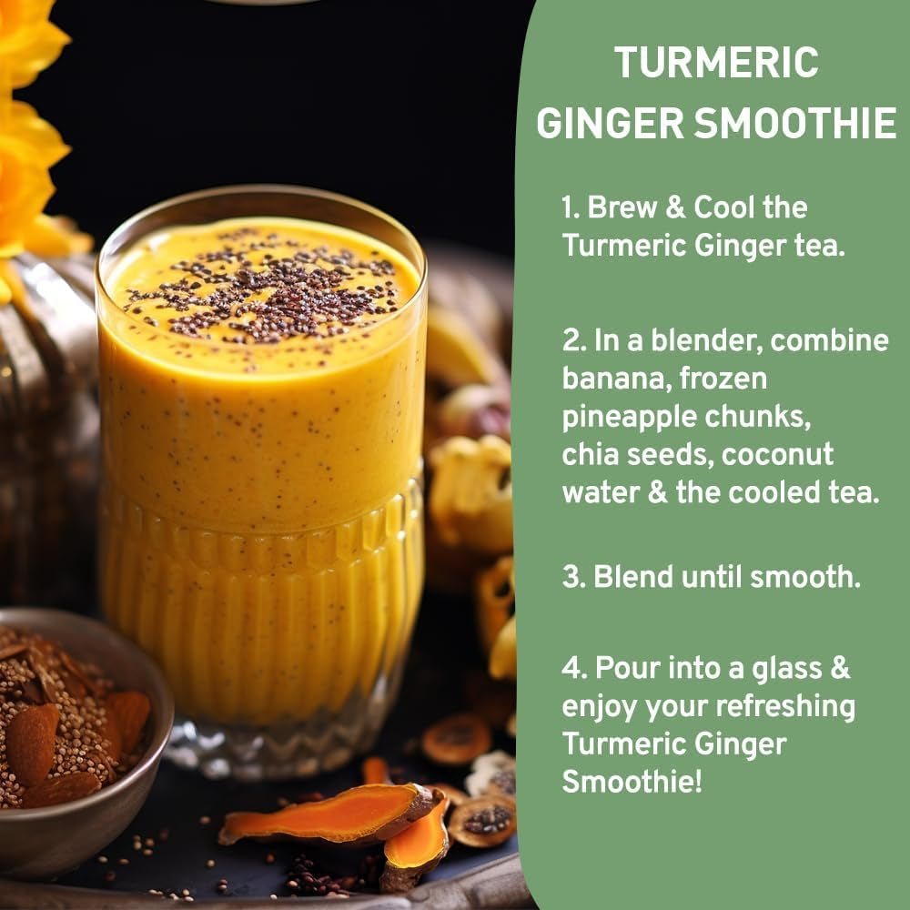 HANDPICK, Turmeric Ginger Tea Bags (100 Herbal Tea Bags) Caffeine Free, Gluten F