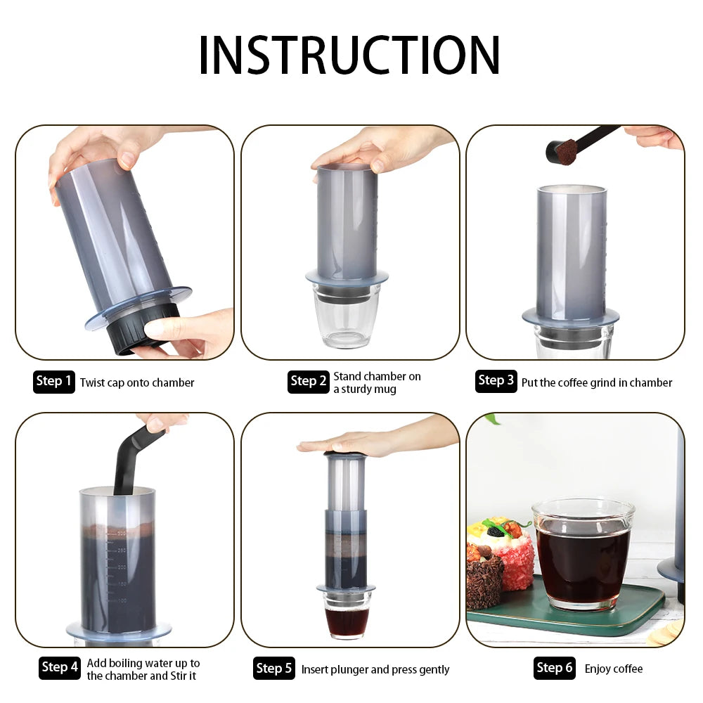 Espresso Coffee Maker Portable Cafe French Press Cafecoffee Pot for Aeropress Machine with Filters Paper Kit