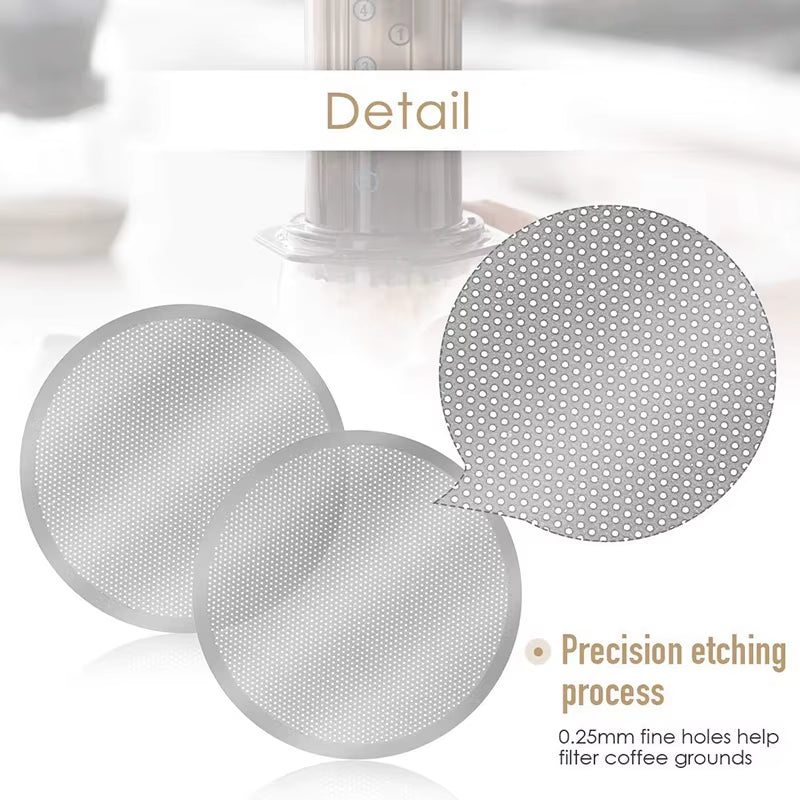 3 Pack Metal Reusable Coffee Filter Mesh for Aeropress Coffee Maker Espresso Maker, Silver