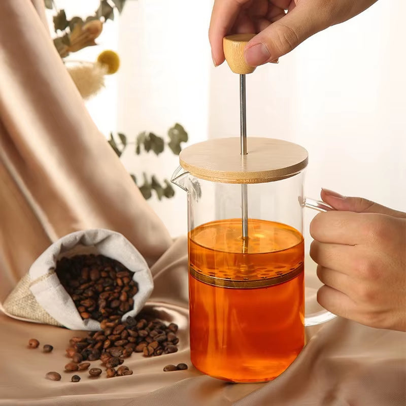 Coffee French Press Pot with Filter High Borosilicate Glass Hand Punch Coffee Pot Multifunctional Brewings Tea Milk Pot Tools