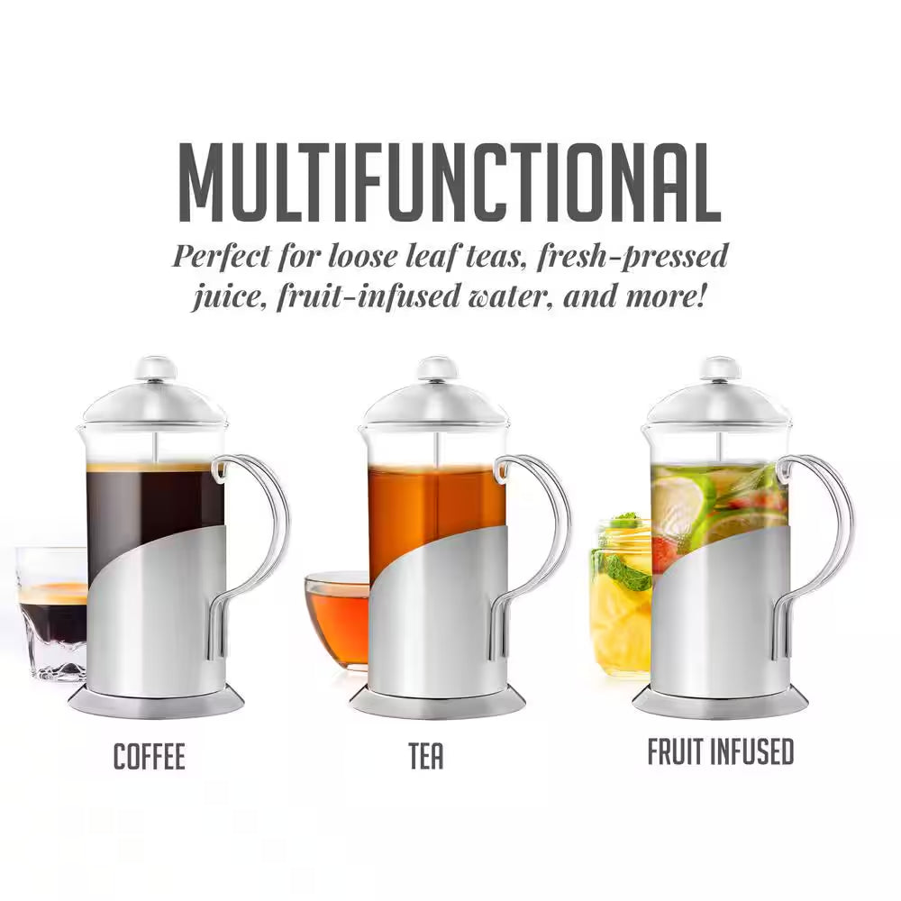 2.5-Cup Glass French Press Coffee and Tea Maker with Heat-Resistant Handles