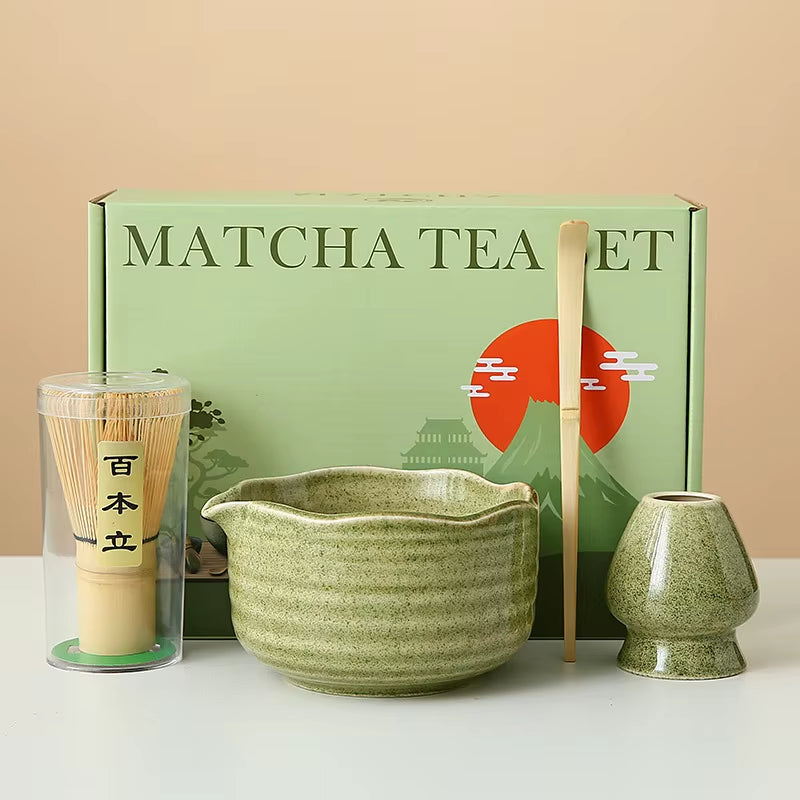 Matcha Whisk Set, 8Pcs Floral Ceramic Matcha Set Matcha Thoughtful Matcha Whisk Gift for Matcha Lover