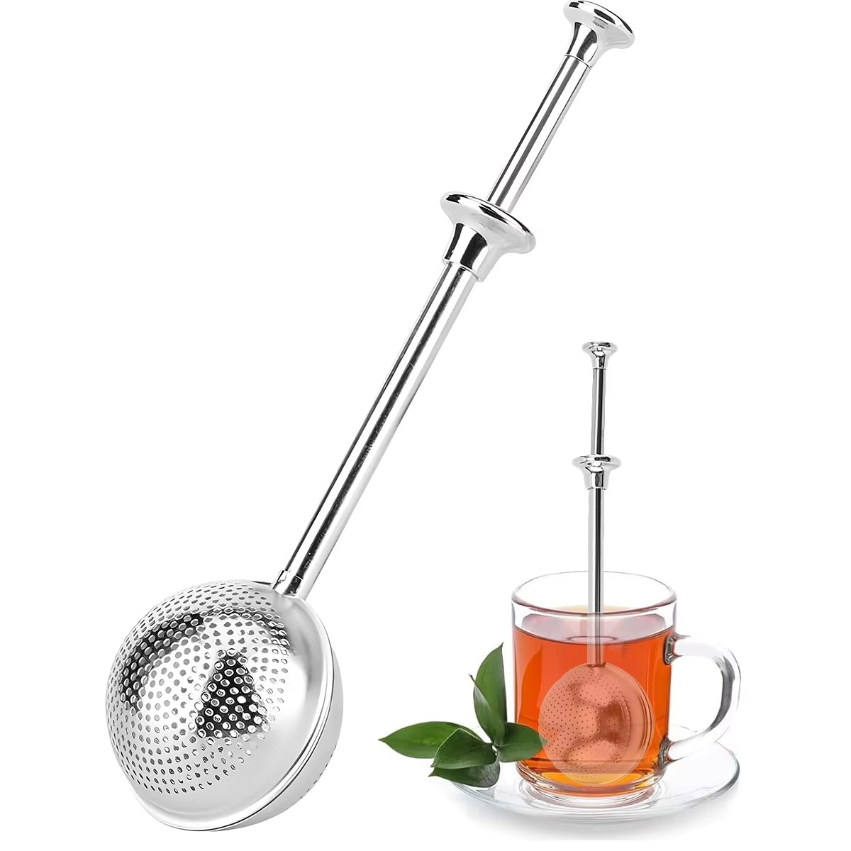 Stainless Steel Tea Strainer, Tea Infuser Filter Retractable Tea Strainer Tea Tool for Loose Tea, Coffee, Spices