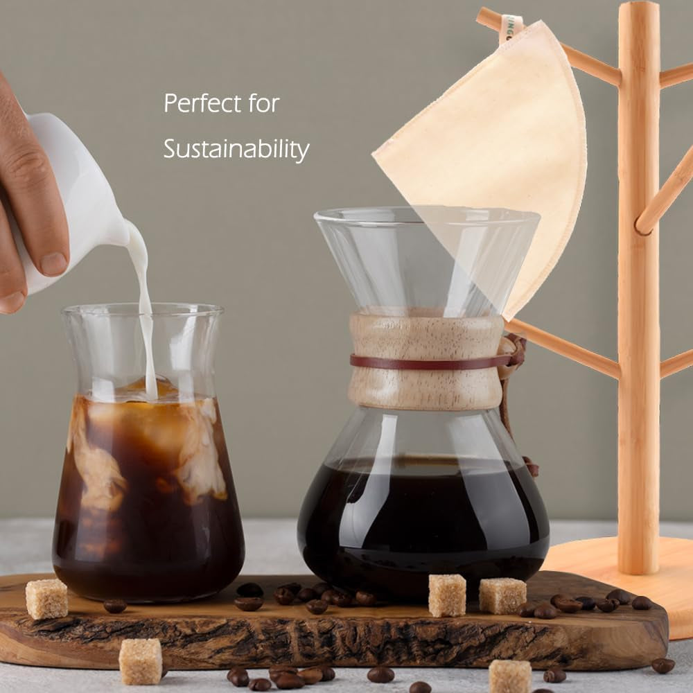 3 Pack Reusable Fabric Coffee Filters Size 2, Pro Quality Organic Cotton Coffee