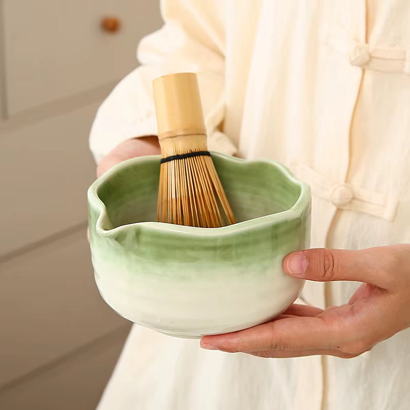 Matcha Whisk Set, 8Pcs Floral Ceramic Matcha Set Matcha Thoughtful Matcha Whisk Gift for Matcha Lover