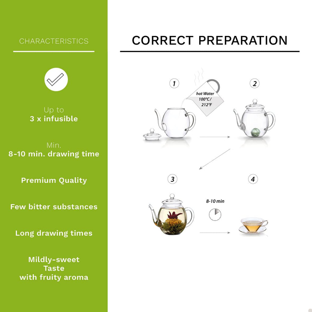 Flowering Abloom Tea - Blooming Gift Set in Stylish Wooden Box, 12Pcs