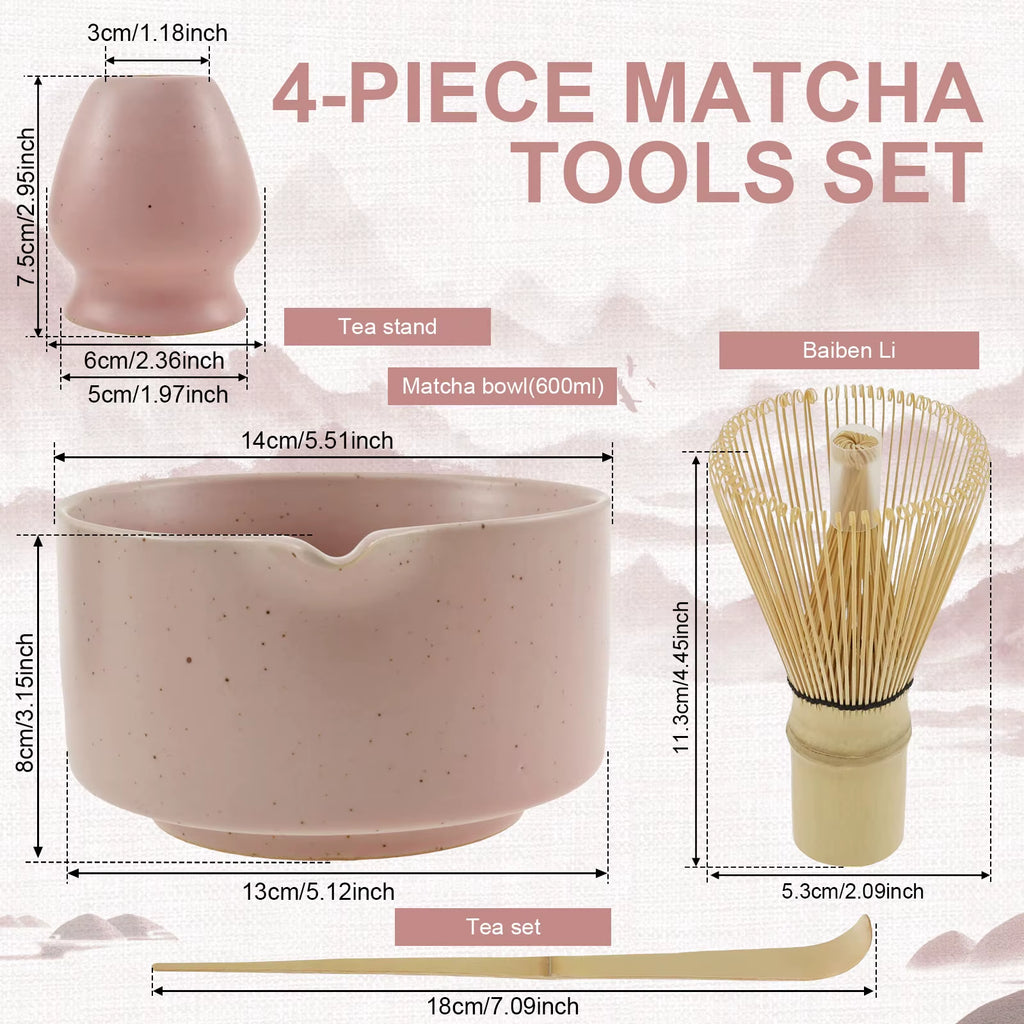 4Pcs Japanese Matcha Tea Set Safe Bamboo Whisk Teaspoon Tea Sets Indoor Beverage Traditional Tea Set Shop Tea-Making Tools Acce