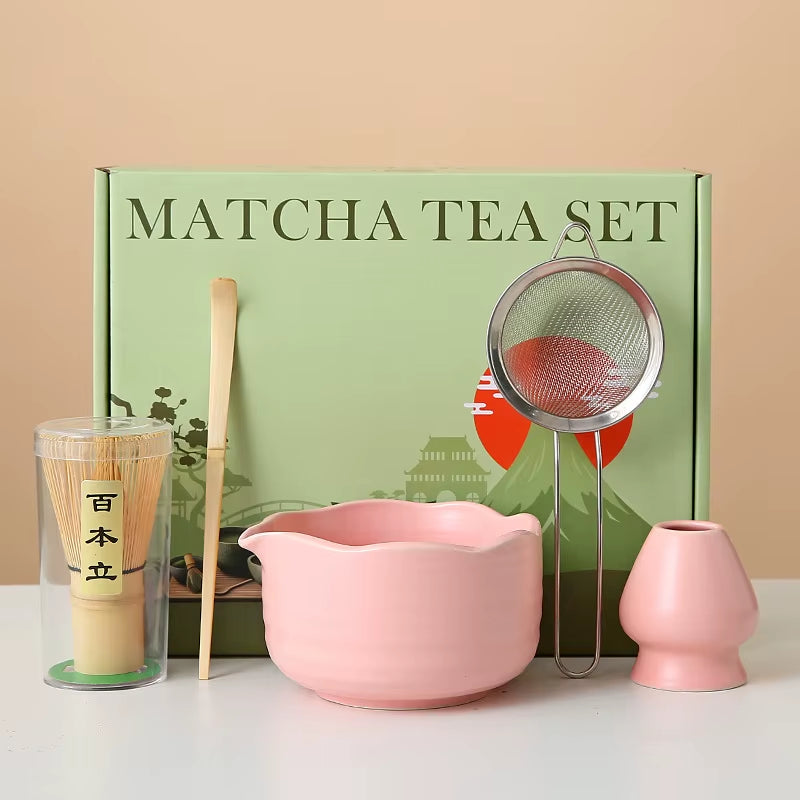 Matcha Whisk Set, 8Pcs Floral Ceramic Matcha Set Matcha Thoughtful Matcha Whisk Gift for Matcha Lover