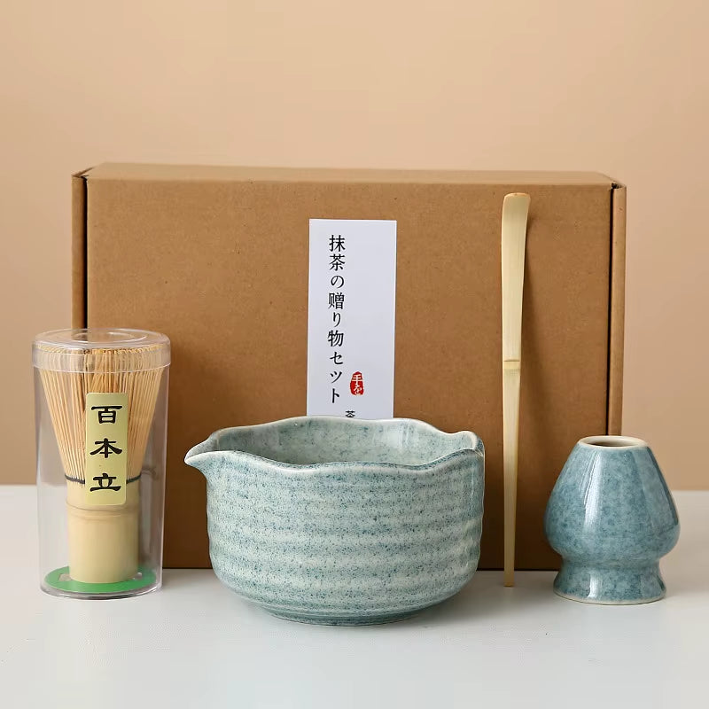 Matcha Whisk Set, 8Pcs Floral Ceramic Matcha Set Matcha Thoughtful Matcha Whisk Gift for Matcha Lover