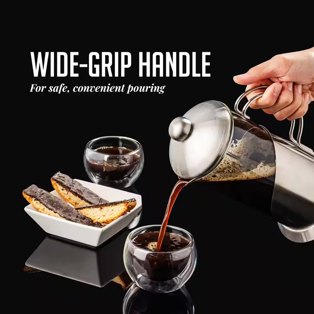 2.5-Cup Glass French Press Coffee and Tea Maker with Heat-Resistant Handles