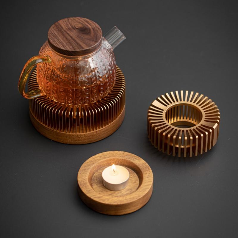 Gold Hollow Aluminum Alloy Teapot Warmer Coffee Pots Candle Base Heater Stove Household Glass Teapot Tea Stove Milk Warmer Stand