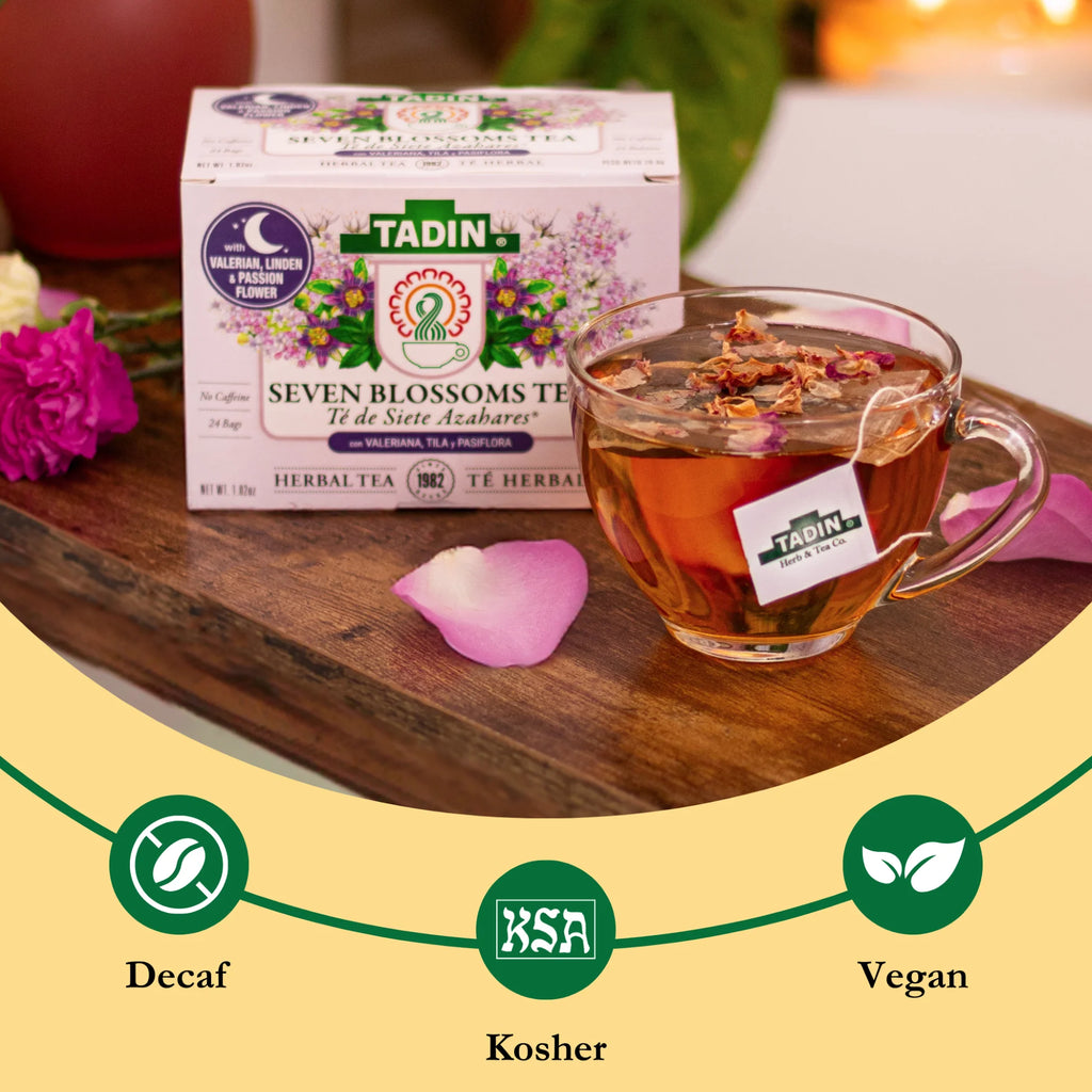 Seven Blossoms Tea, Herbal Tea, Caffeine-Free Tea, Herbal Tea Bags, 24 Count, Pack of 1