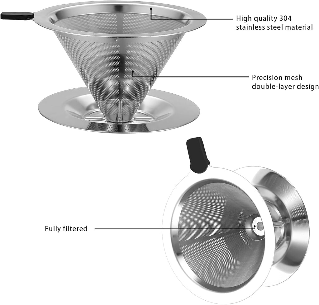 Pour over Coffee Dripper, Stainless Steel Pour over Coffee Filters, Paperless Me