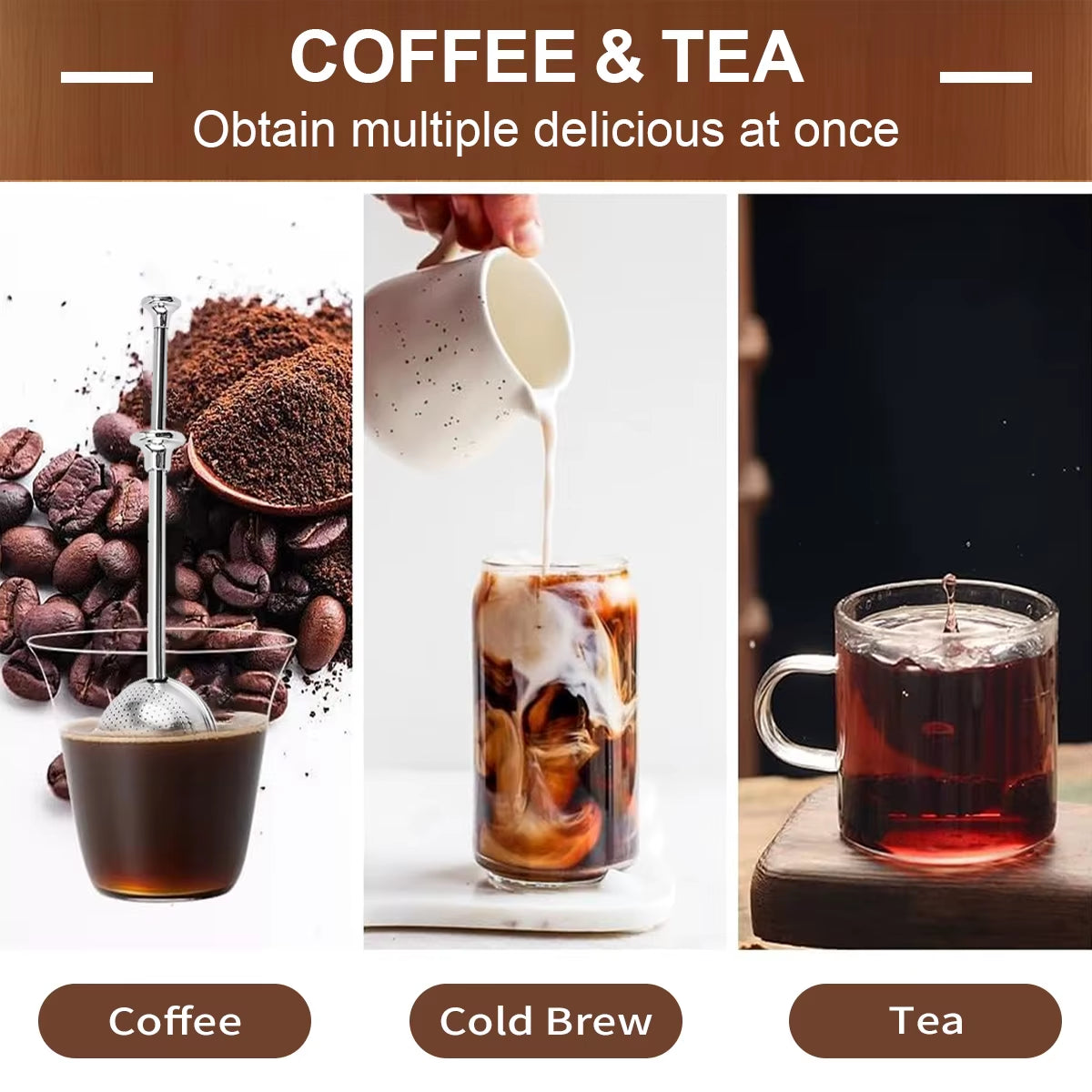 Stainless Steel Tea Strainer, Tea Infuser Filter Retractable Tea Strainer Tea Tool for Loose Tea, Coffee, Spices