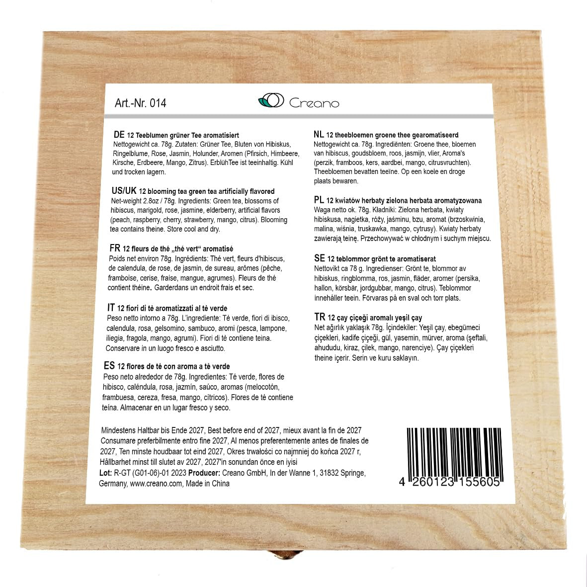 Flowering Abloom Tea - Blooming Gift Set in Stylish Wooden Box, 12Pcs