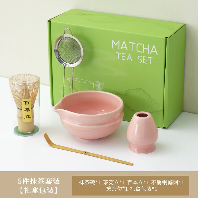 Matcha Kit 7Pcs Japanese Matcha Tea Set - Matcha Bowl, Whisk, Holder, Strainer - Elegant Gift Set