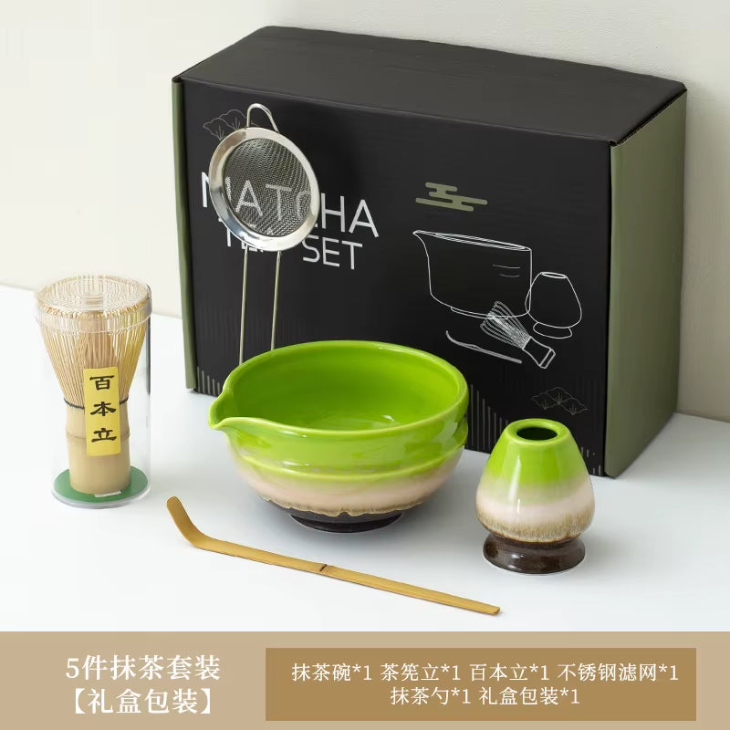 Matcha Kit 7Pcs Japanese Matcha Tea Set - Matcha Bowl, Whisk, Holder, Strainer - Elegant Gift Set