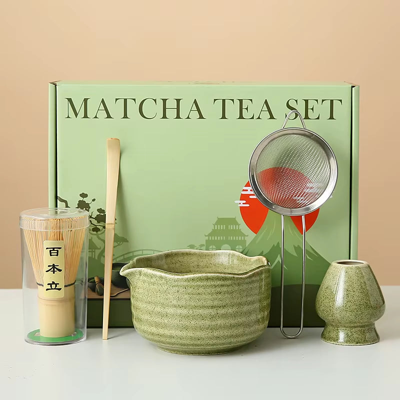 Matcha Whisk Set, 8Pcs Floral Ceramic Matcha Set Matcha Thoughtful Matcha Whisk Gift for Matcha Lover
