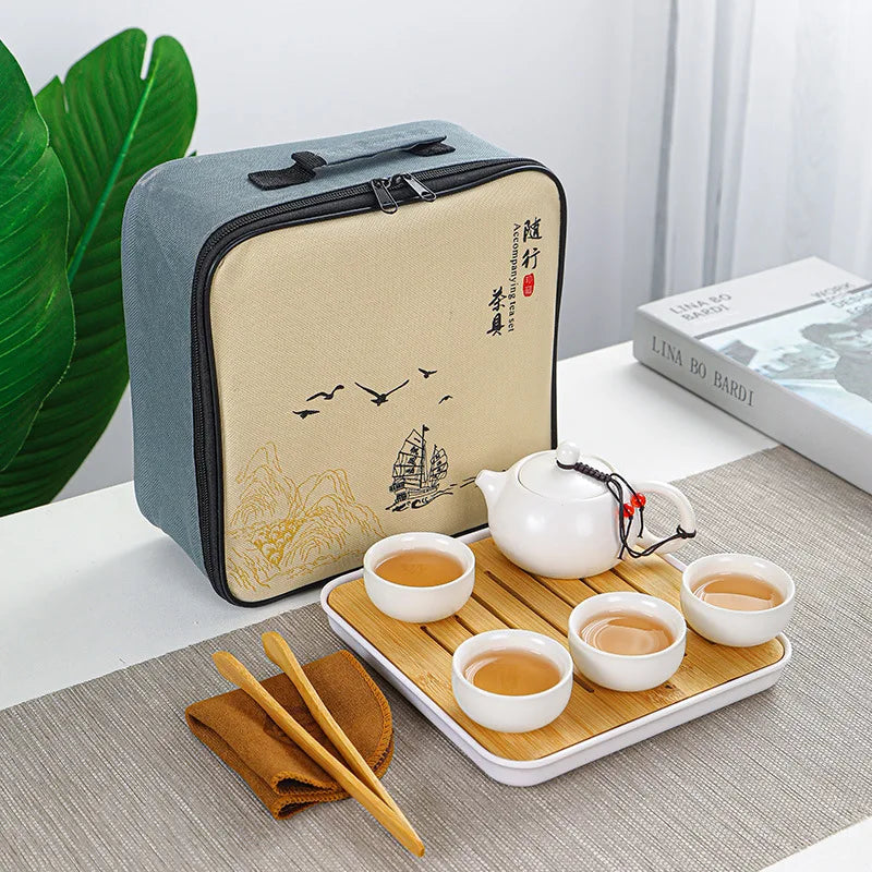 Chinese Tea Travel Tea Set Kung Fu Tea Set Ceramic Portable Teapot Porcelain Teaset Gaiwan Tea Cups of Tea Ceremony Tea Tool