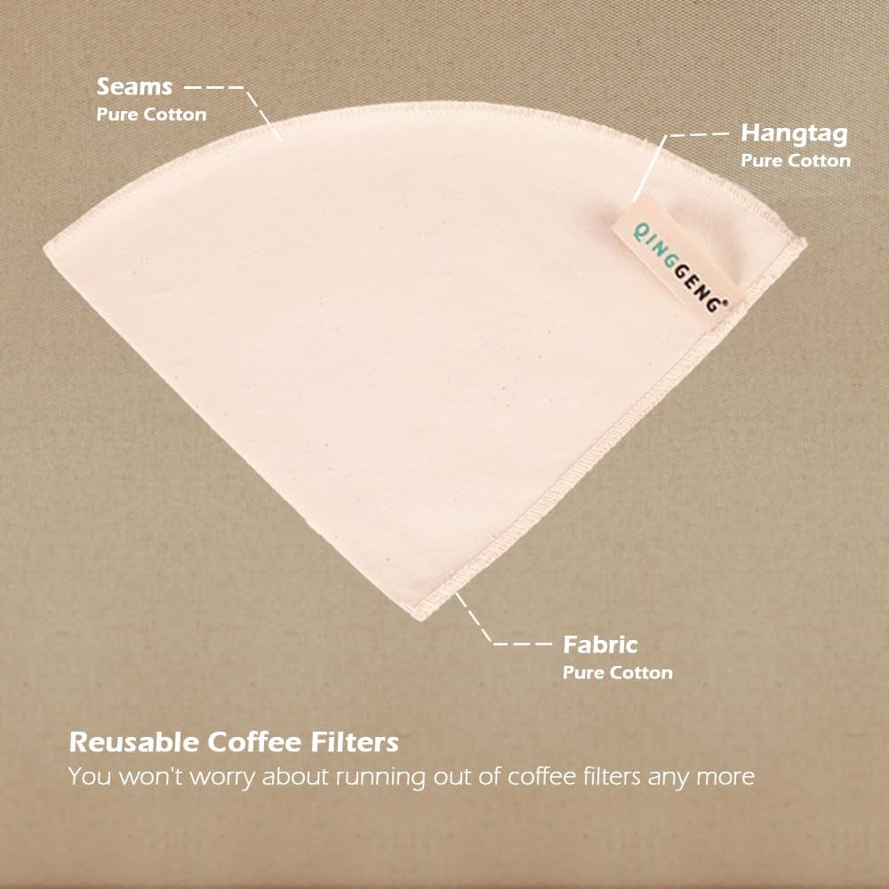 3 Pack Reusable Fabric Coffee Filters Size 2, Pro Quality Organic Cotton Coffee