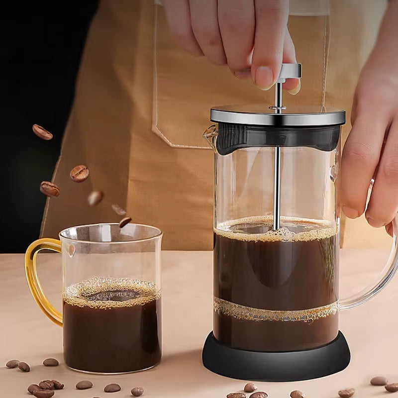 Coffee French Press Pot with Filter High Borosilicate Glass Hand Punch Coffee Pot Multifunctional Brewings Tea Milk Pot Tools
